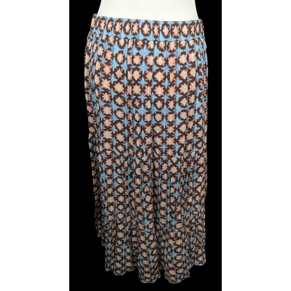 Loft Cottagecore Blue Brown And Pink Abstract Maxi Skirt - Picture 2 of 6
